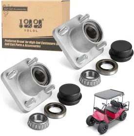 10L0L 2023 Upgraded Wheel Hub Assembly for 2001.5-2013 EZGO TXT, Shuttle, Workhorse, ST Series Gas & Electric Golf Cart, with Bearing Races & Cap, OEM# 70895-G01 70895G01, Set of 2