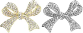 2PCS Rhinestone Bow Brooch Elegant Crystal Women Brooches Pins Christmas Brooch Sparkly Lapel Pins Vintage Brooches For Dress Suit Shirt Ceremony Clothes Accessories Jewelry Accessories