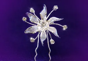 6 X Bridal Wedding Flower Rhinestone Hair Pins XP1058