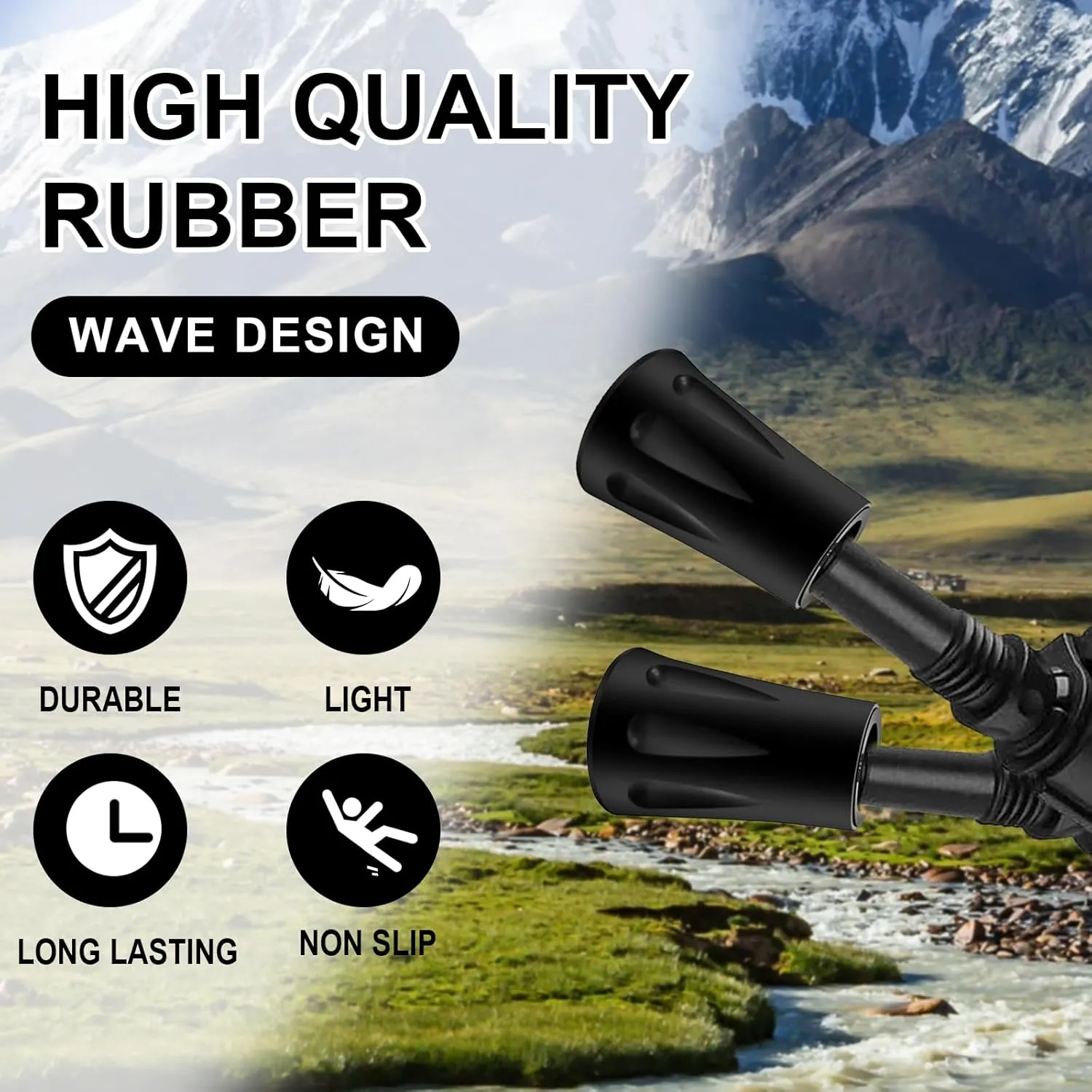 6Pcs Replacement Cane Tips - Walking Sticks Accessories, Fit Most Trekking & Hiking Poles