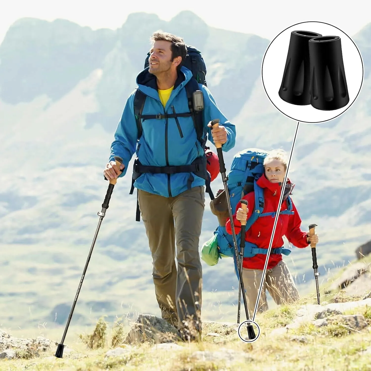 6Pcs Replacement Cane Tips - Walking Sticks Accessories, Fit Most Trekking & Hiking Poles