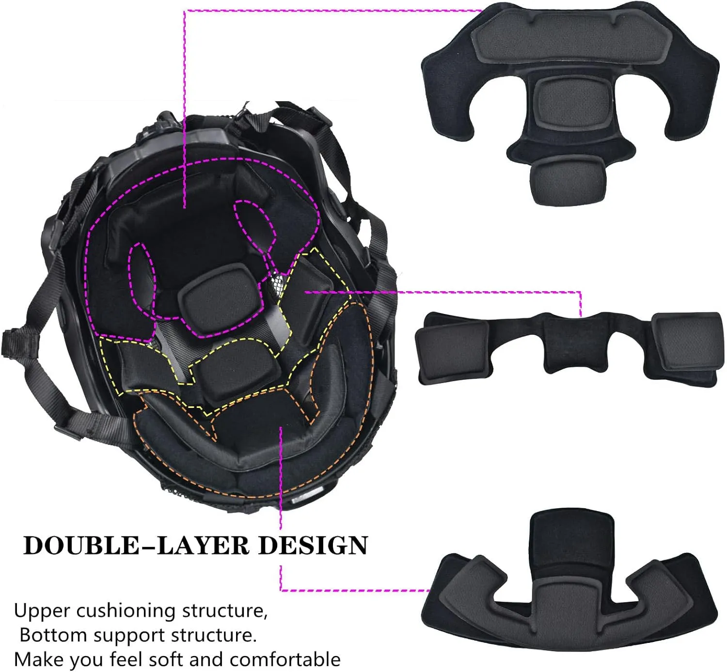 Airsoft Fast Helmet Set with Cover Tactical Paintball Helmet Internal Memory Foam Protective Pad Adjustable Size for Adult and Teenager