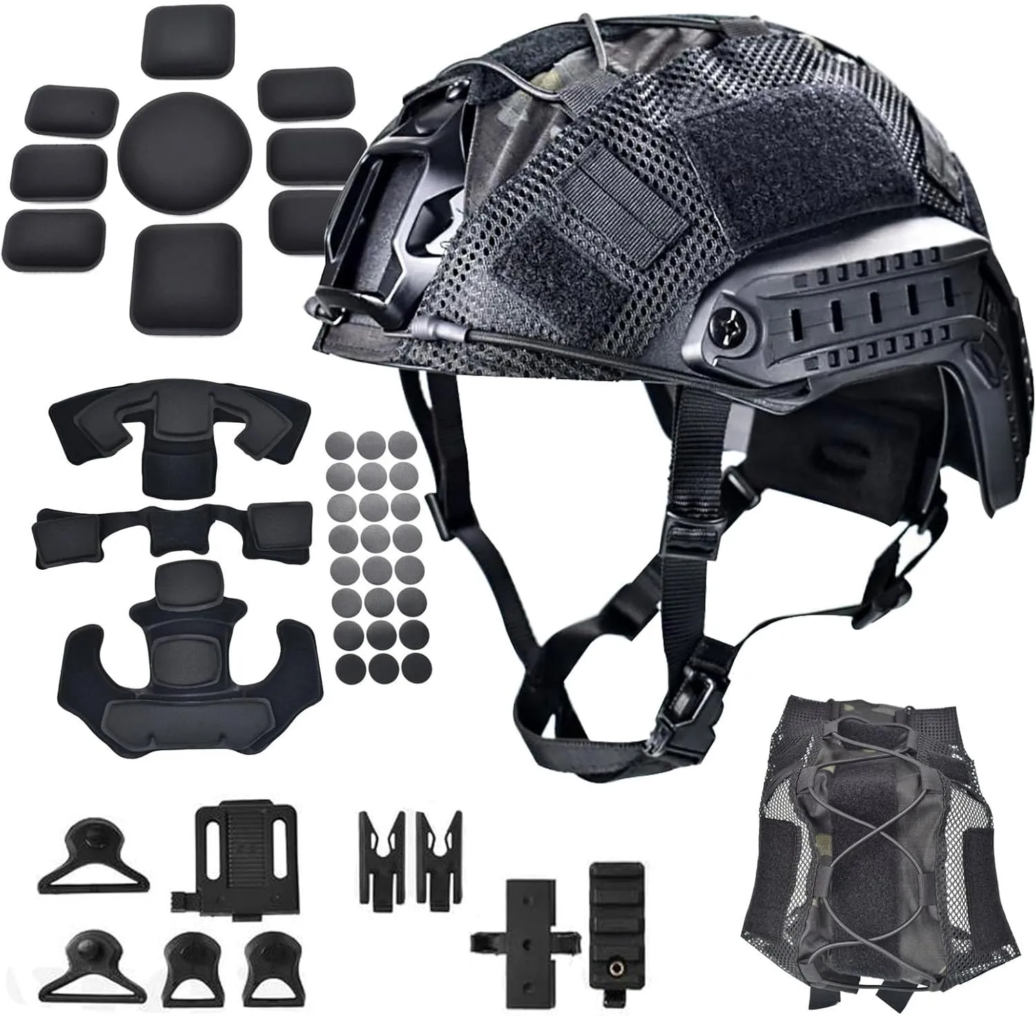 Airsoft Fast Helmet Set with Cover Tactical Paintball Helmet Internal Memory Foam Protective Pad Adjustable Size for Adult and Teenager