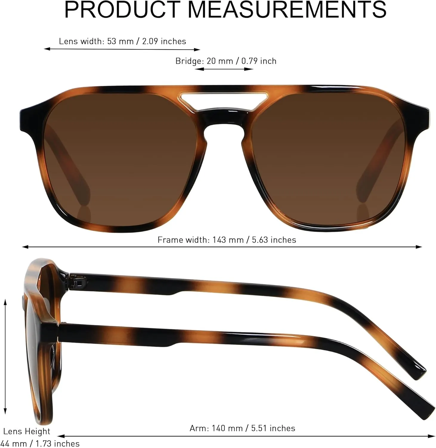 ANDWOOD Trendy Aviator Polarized Sunglasses Men Women Square Stylish Frame Sun Glasses