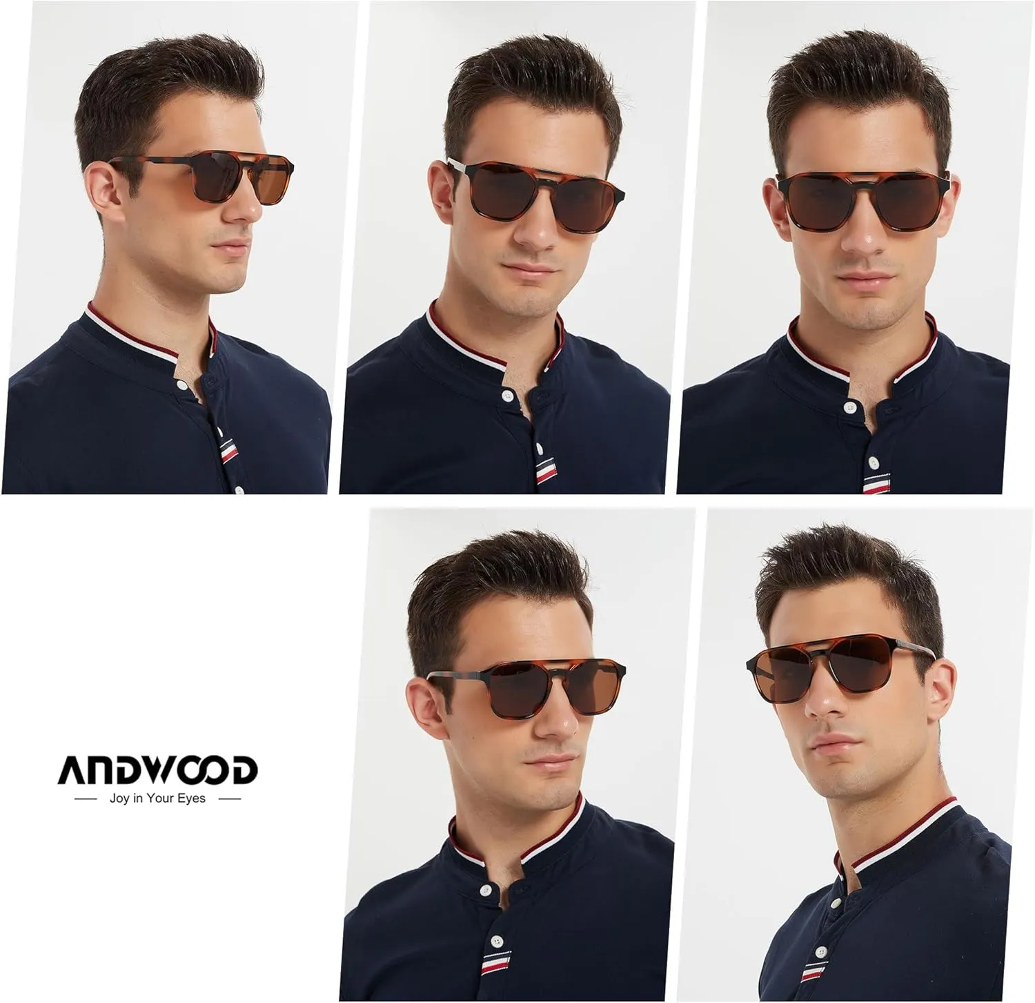 ANDWOOD Trendy Aviator Polarized Sunglasses Men Women Square Stylish Frame Sun Glasses