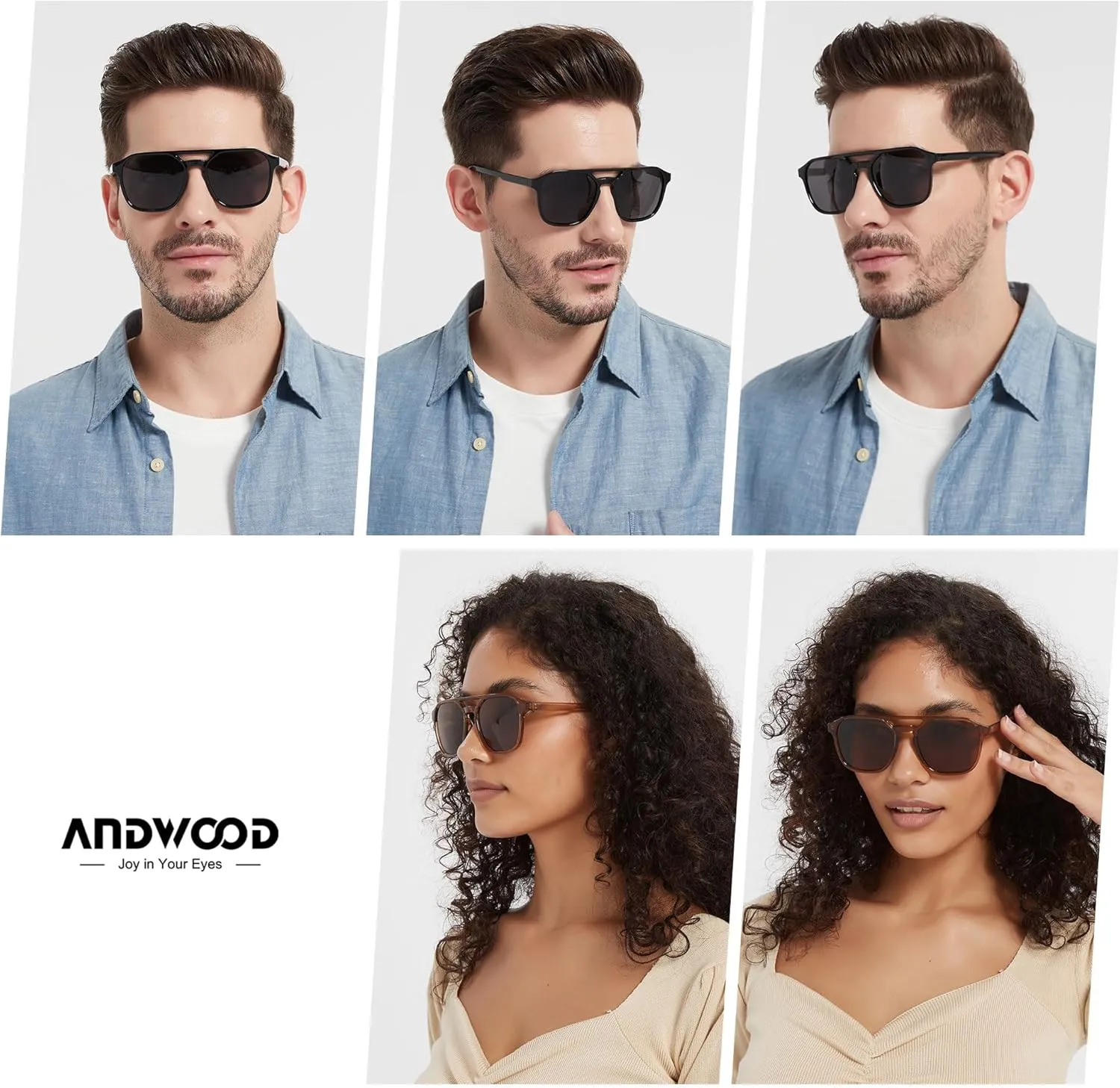 ANDWOOD Trendy Aviator Polarized Sunglasses Men Women Square Stylish Frame Sun Glasses