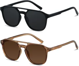 ANDWOOD Trendy Aviator Polarized Sunglasses Men Women Square Stylish Frame Sun Glasses