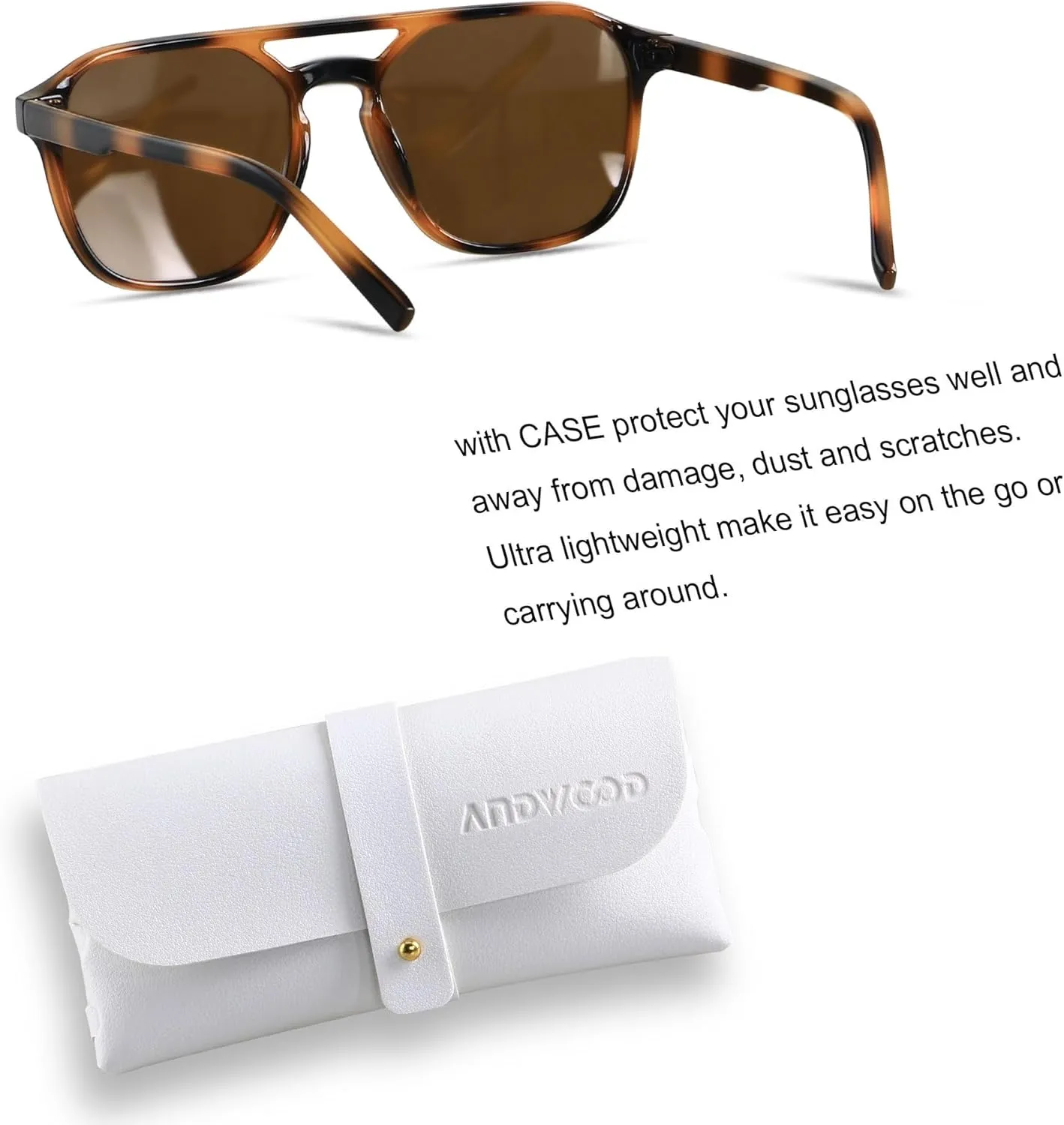 ANDWOOD Trendy Aviator Polarized Sunglasses Men Women Square Stylish Frame Sun Glasses