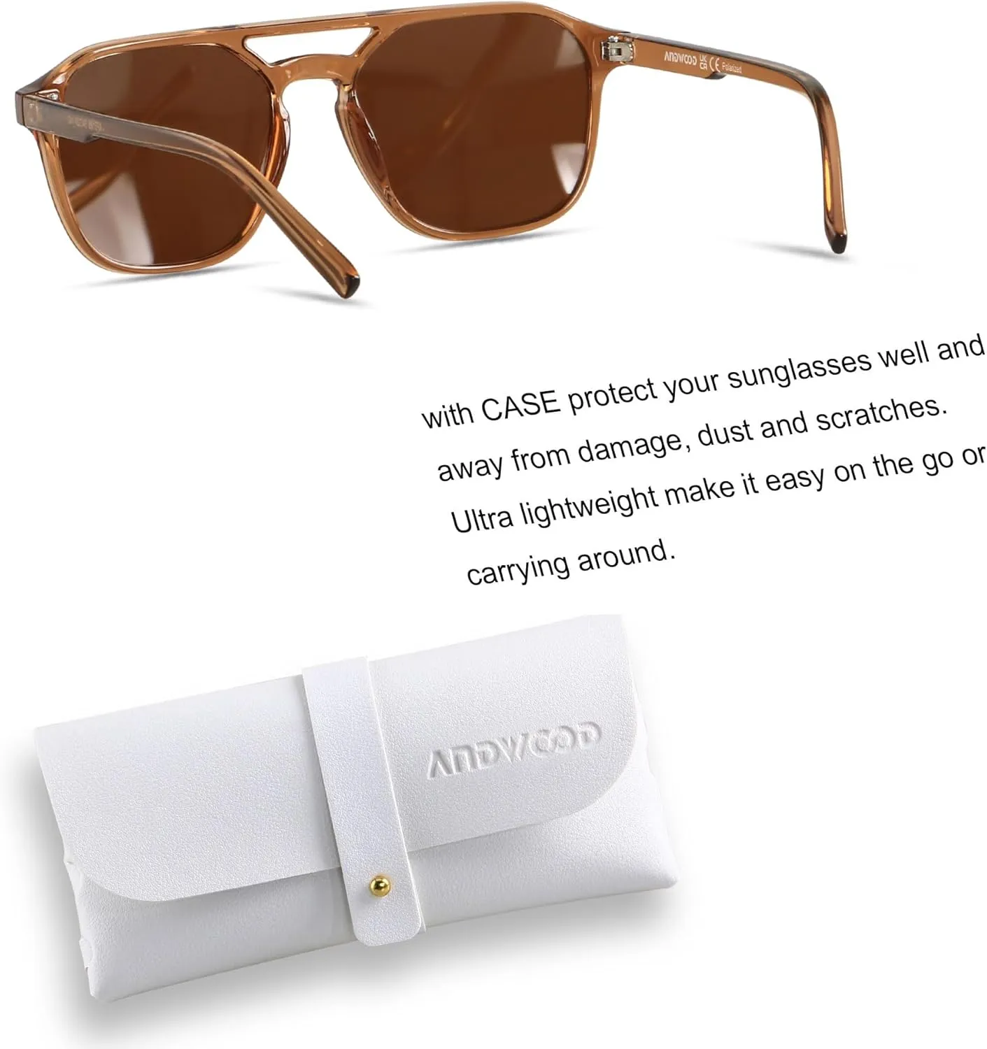 ANDWOOD Trendy Aviator Polarized Sunglasses Men Women Square Stylish Frame Sun Glasses