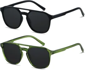 ANDWOOD Trendy Aviator Polarized Sunglasses Men Women Square Stylish Frame Sun Glasses