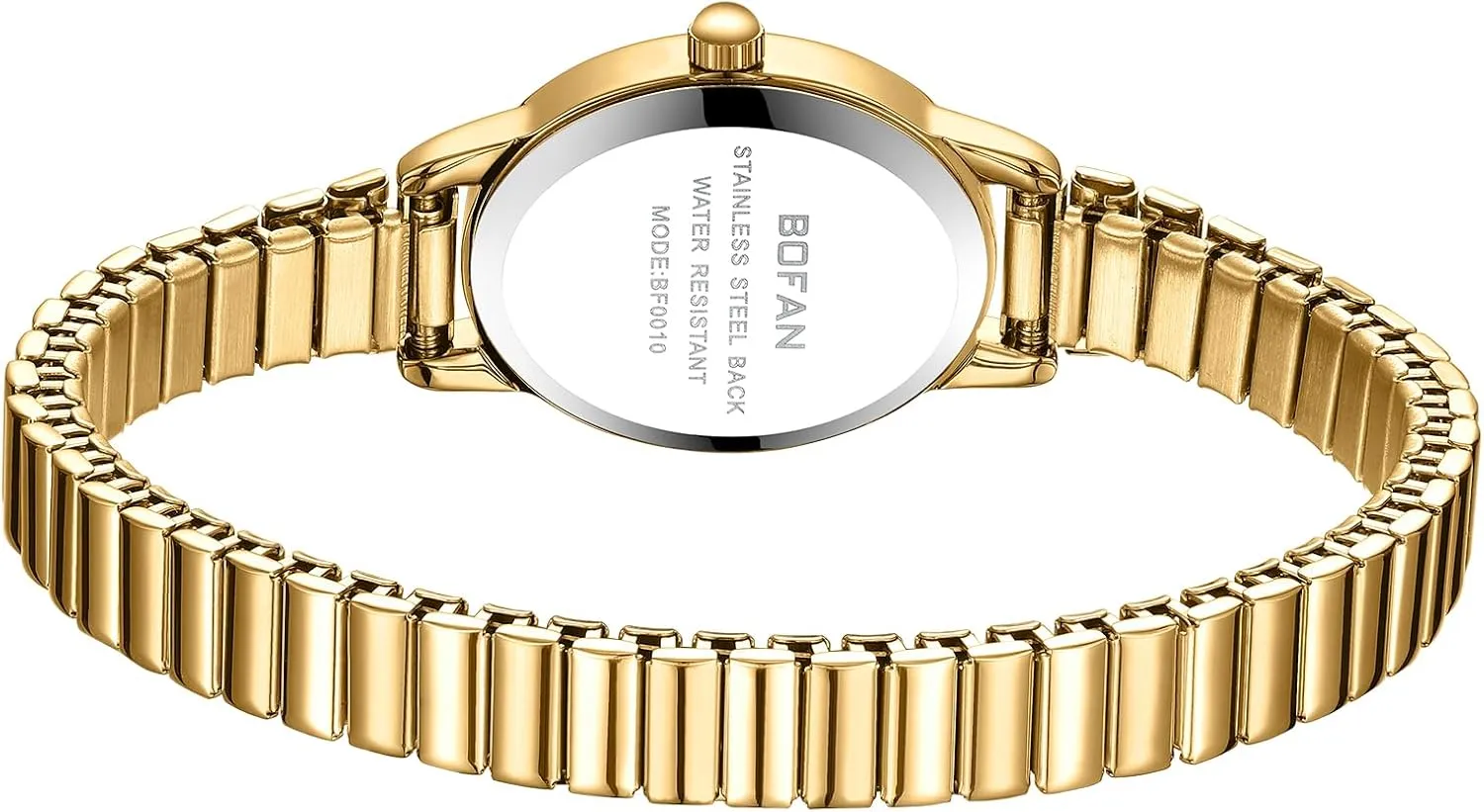 BOFAN Small Gold Watches for Women Easy Read Ladies Quartz Wrist Watch with Stainless Steel Expansion Band,Waterproof.