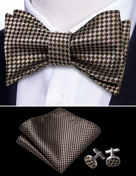 Brown Silk Bow Tie Set-BTSYO498