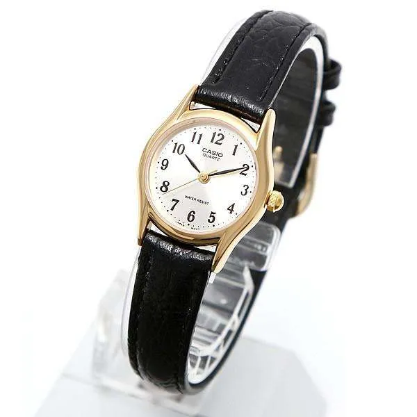 Casio LTP-1094Q-7B2RDF Black Leather Watch for Women