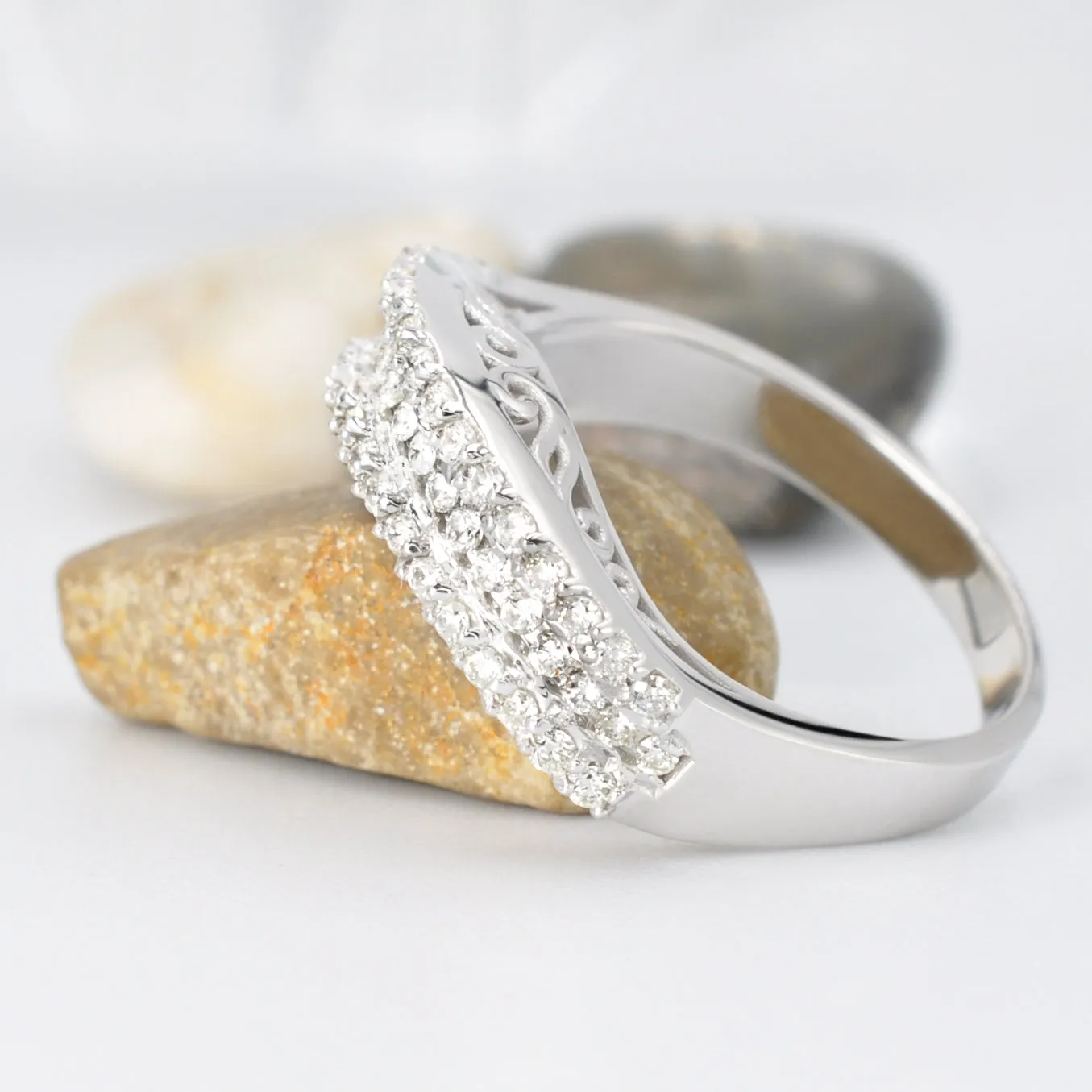 Chic 0.60 CT Round Cut Diamond Wedding Band in 14KT White Gold