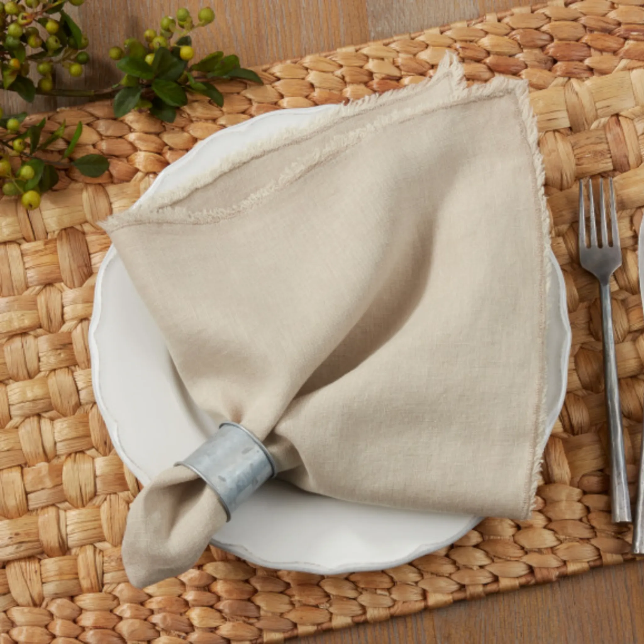 Fringed Design Stone Washed Napkin