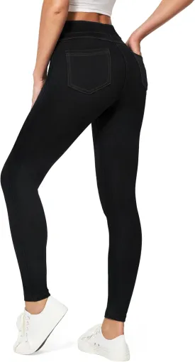 IUGA Jeggings for Women Tummy Control Stretchy High Waisted Jeans Pull on Skinny Jean Leggings with Pockets Trendy Casual