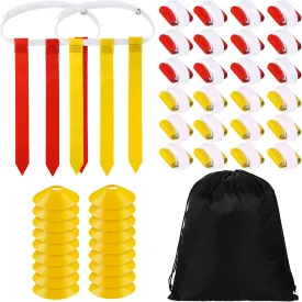 Janmercy Flag Football Set, 24 Player Football Belts Set for Adult Youth, Include 24 Belt, 72 Flags and 18 Cones with 1 Carrying Bag for Teens Outdoor Training(Red, Yellow)