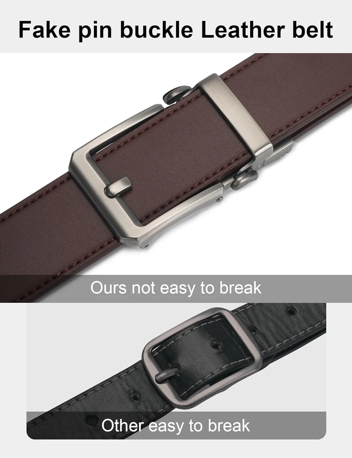 JUKMO 1.5" (38mm) Leather Ratchet Belt for Men in Gift Box
