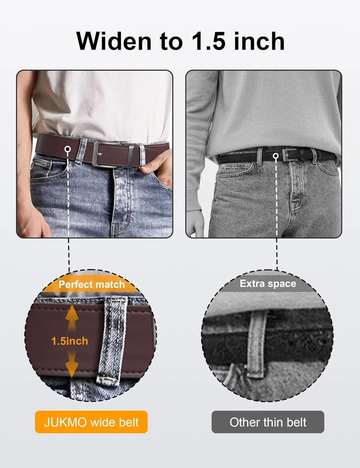 JUKMO 1.5" (38mm) Leather Ratchet Belt for Men in Gift Box