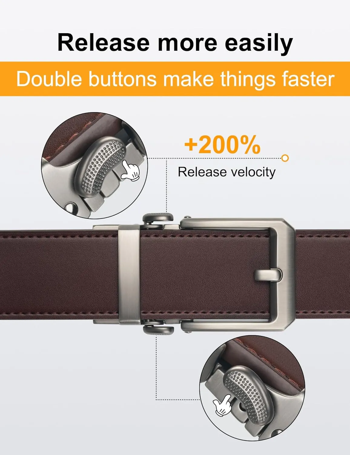 JUKMO 1.5" (38mm) Leather Ratchet Belt for Men in Gift Box