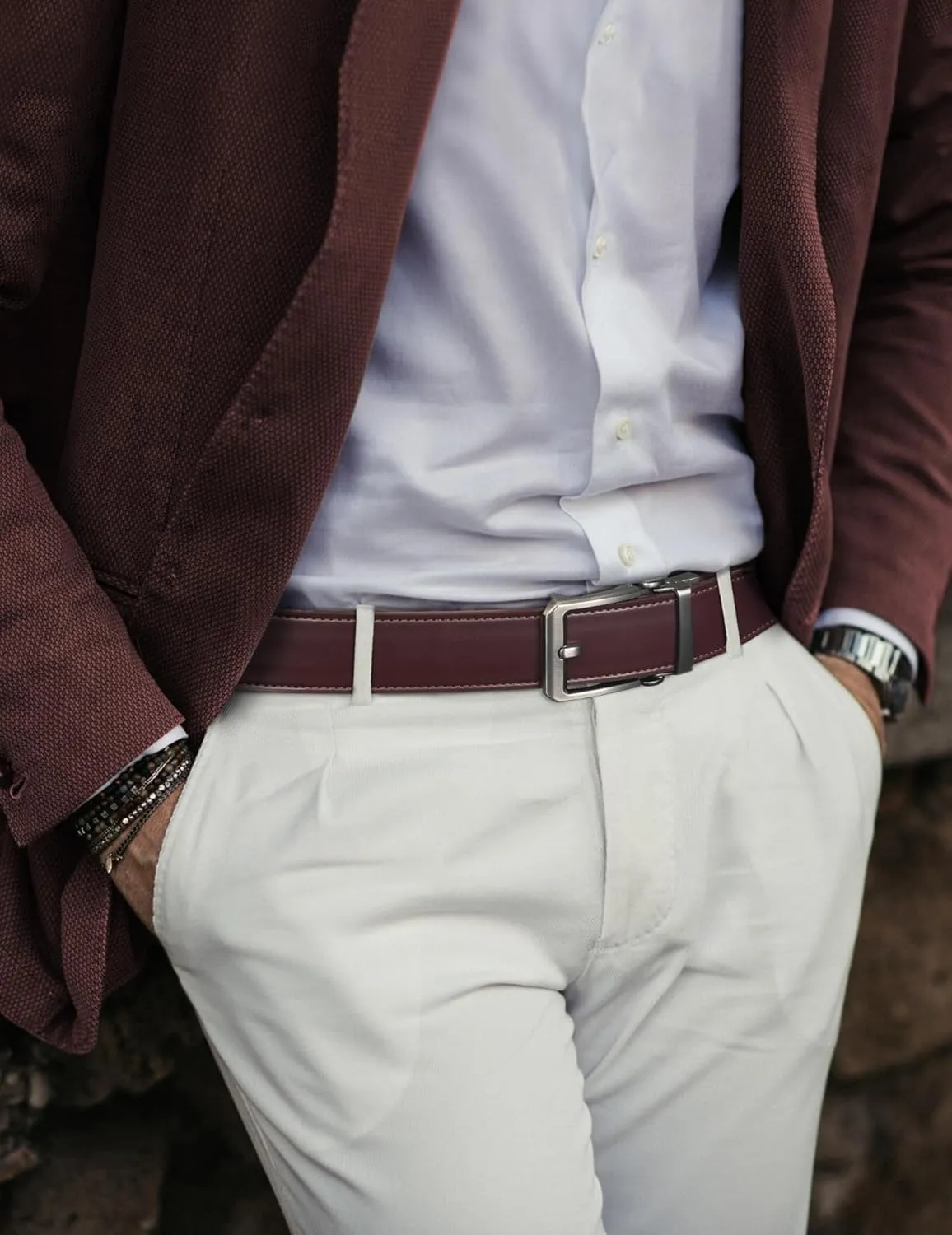 JUKMO 1.5" (38mm) Leather Ratchet Belt for Men in Gift Box