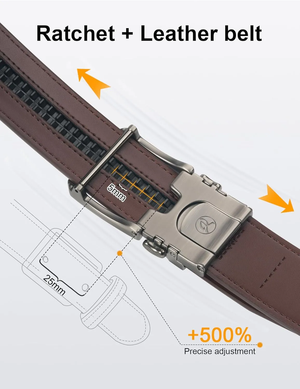 JUKMO 1.5" (38mm) Leather Ratchet Belt for Men in Gift Box