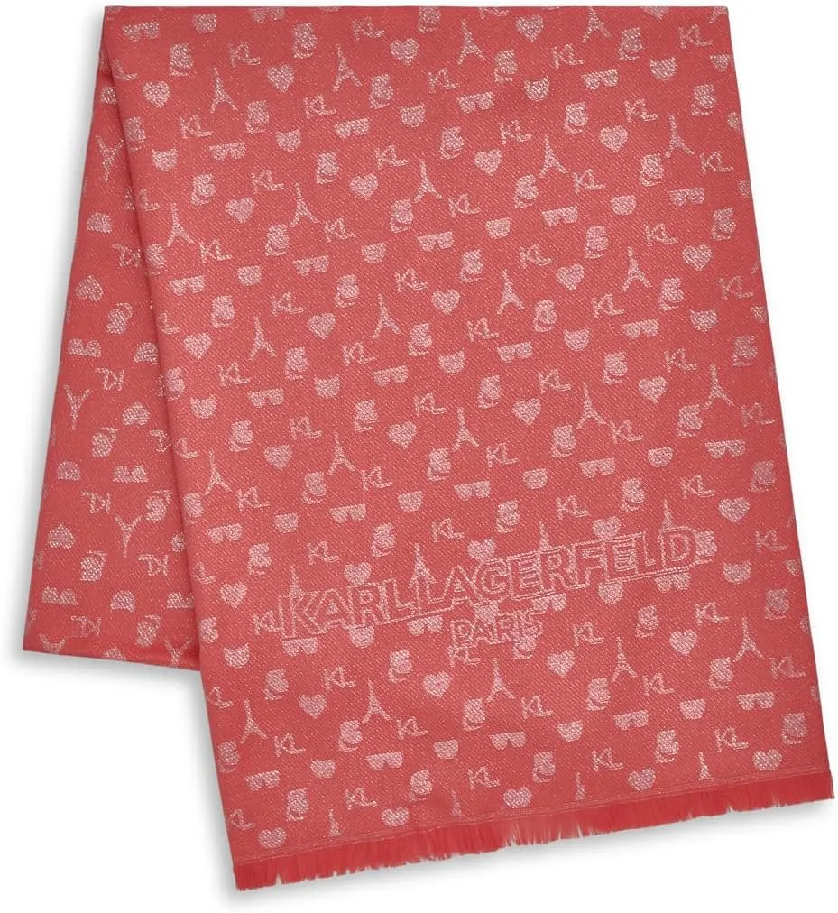 KARL LAGERFELD Womens Metallic Karl Icon Scarf