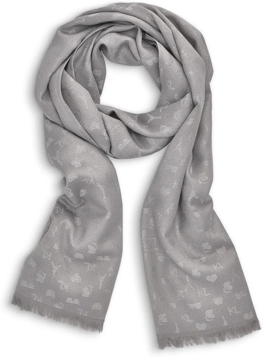 KARL LAGERFELD Womens Metallic Karl Icon Scarf