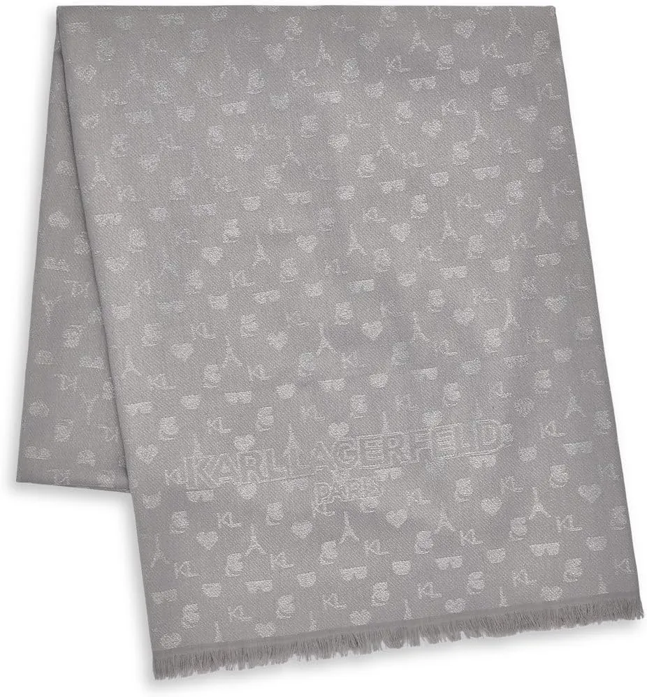 KARL LAGERFELD Womens Metallic Karl Icon Scarf