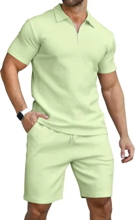 KUYIGO Men's Polo Shirt and Shorts Set Summer Outfits Fashion Casual Short Sleeve Suit for Men 2 Piece Tracksuit
