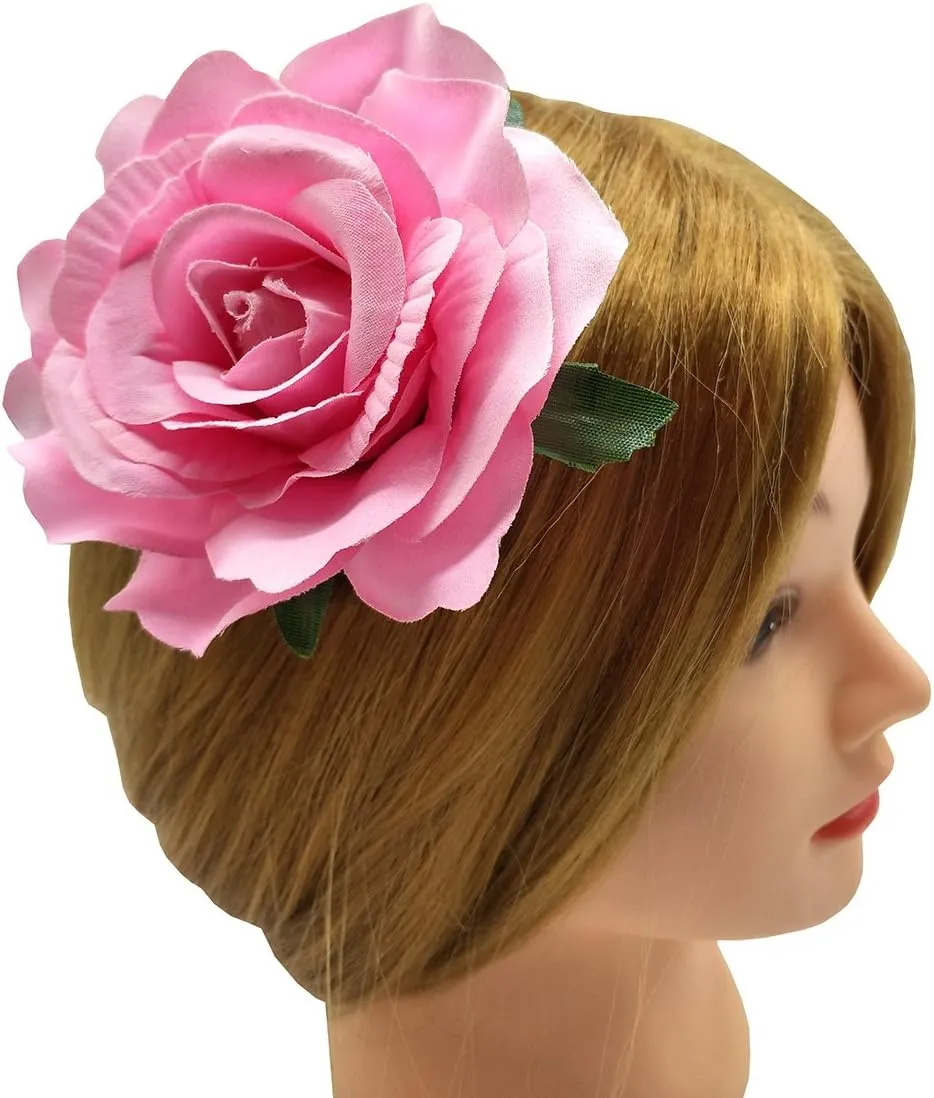 La Homein Sanrich 4pcs/Pack Fabric Rose Hair Flowers Clips Mexican Hair Flowers Hairpin Brooch Headpieces