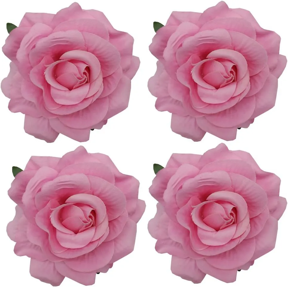 La Homein Sanrich 4pcs/Pack Fabric Rose Hair Flowers Clips Mexican Hair Flowers Hairpin Brooch Headpieces