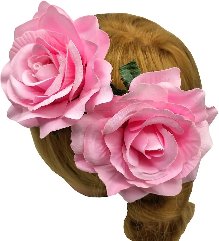 La Homein Sanrich 4pcs/Pack Fabric Rose Hair Flowers Clips Mexican Hair Flowers Hairpin Brooch Headpieces