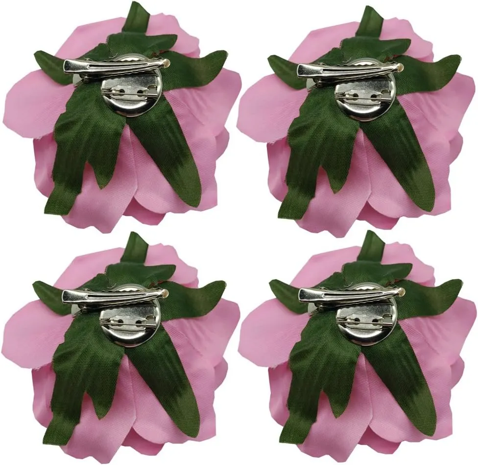 La Homein Sanrich 4pcs/Pack Fabric Rose Hair Flowers Clips Mexican Hair Flowers Hairpin Brooch Headpieces