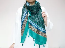 <A18>  PRINTED  Scarf GREEN