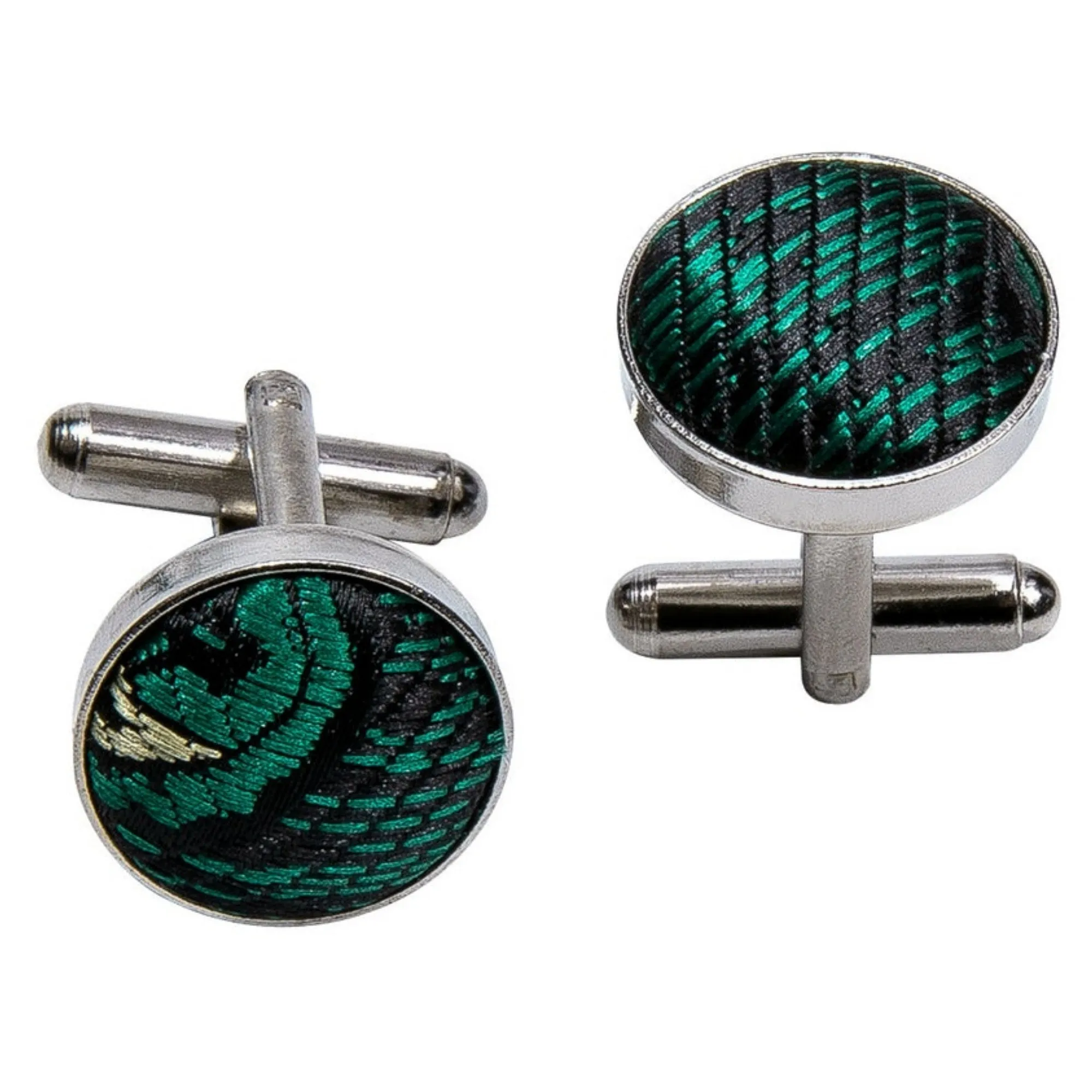 Men's Green Paisley 100% Silk Pre-Tied adjustable Bow Tie Pocket Square Cufflinks Set
