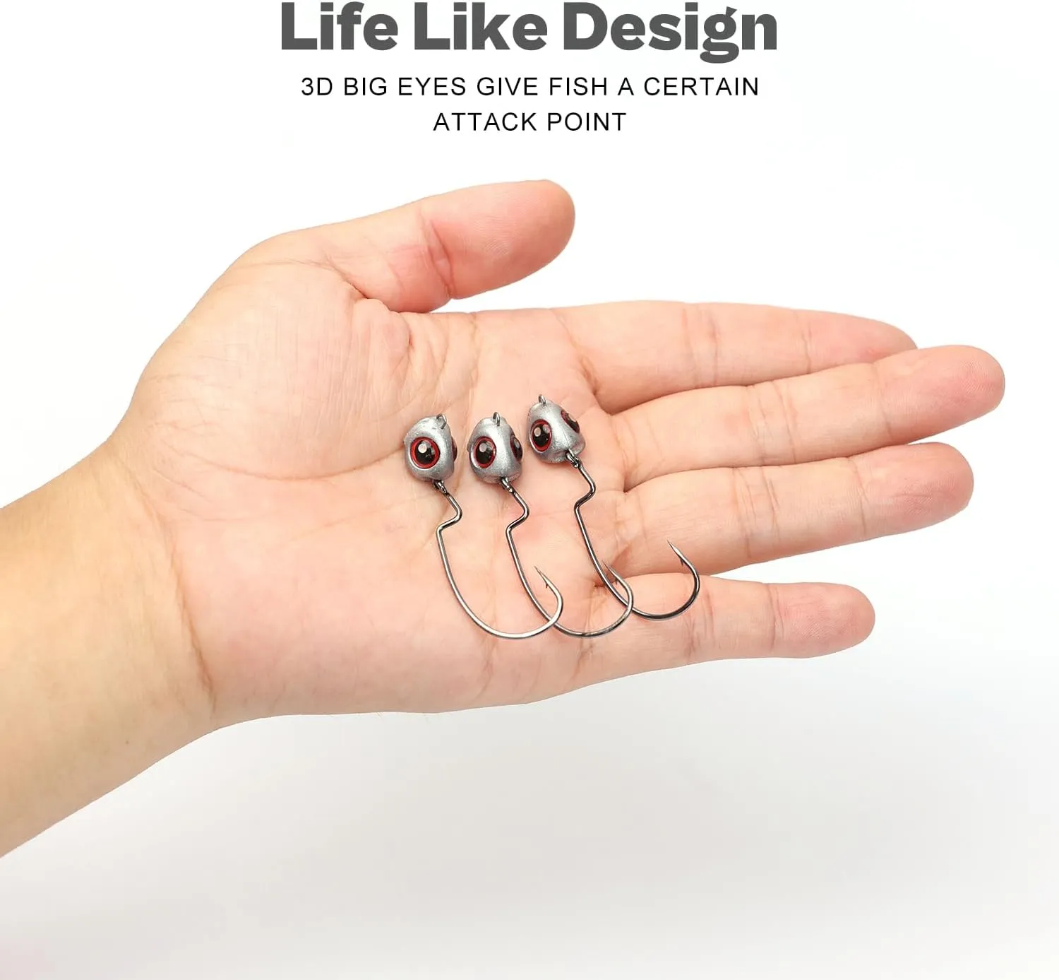 OJY&DOIIIY Fish Eye Swimbait Jig Heads, 12/20 Pack Weighted Hooks for Texas Rig or Ned Rig Fishing 1/8 3/16 1/4 3/8 oz