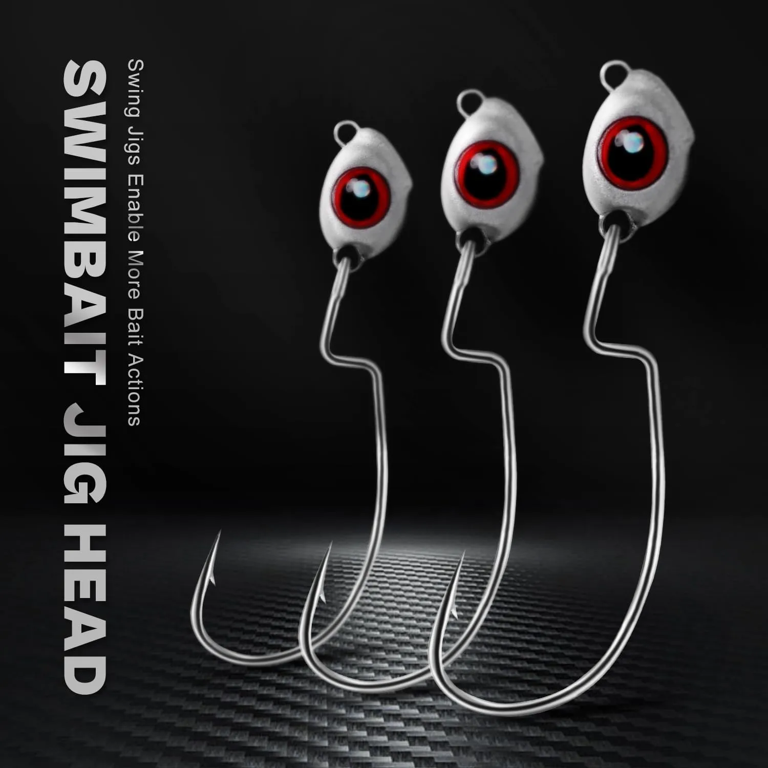 OJY&DOIIIY Fish Eye Swimbait Jig Heads, 12/20 Pack Weighted Hooks for Texas Rig or Ned Rig Fishing 1/8 3/16 1/4 3/8 oz