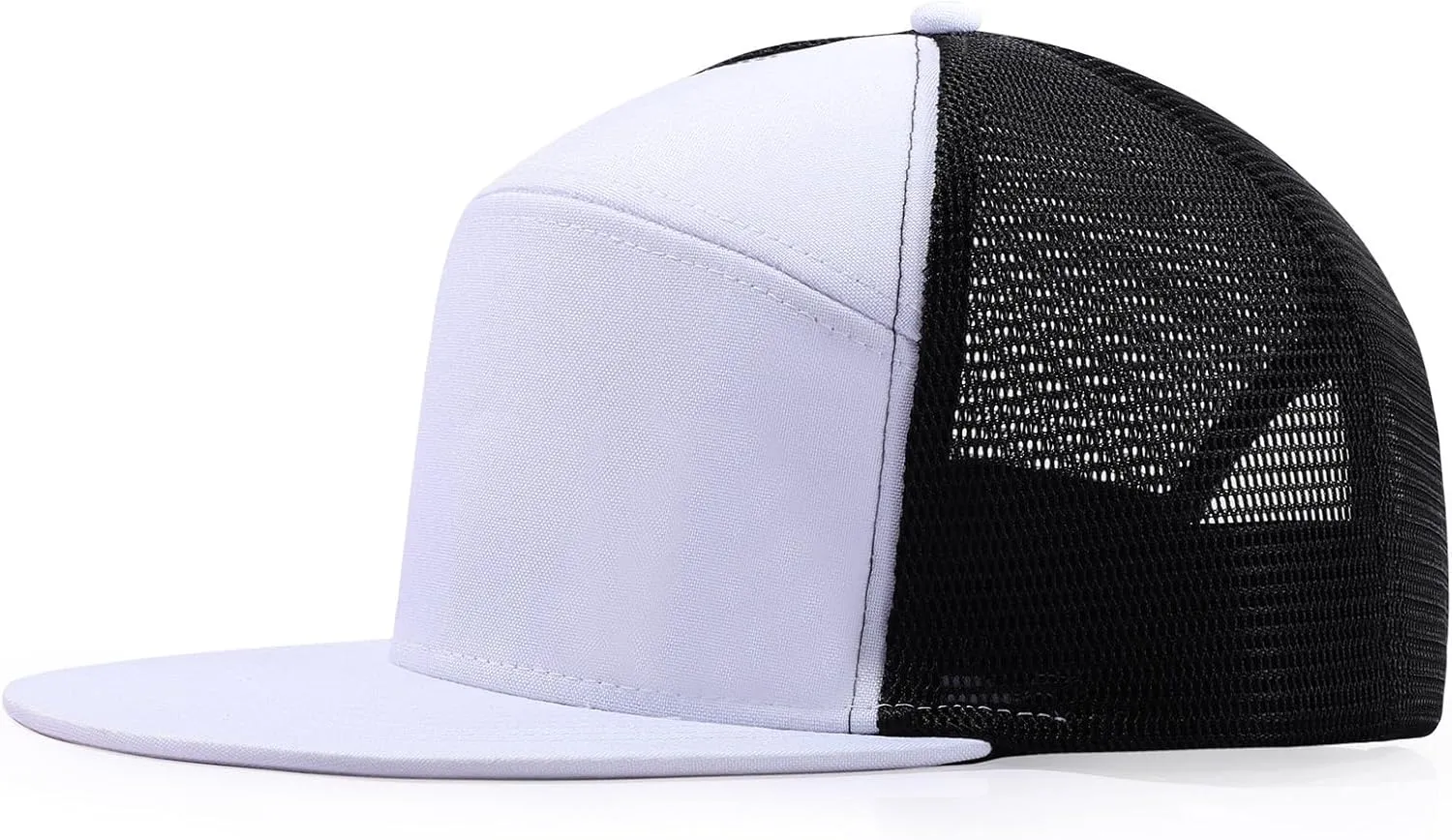 Oversize XXL Blank Flatbill Mesh Snapback Cap Extra Large 6 Panel Camper Style Hat for Men Big Head 23.6"-25.6"