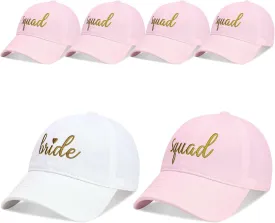 PartyGifts&beyond 6Packs Bachelorette Hat Bridesmaid Hat Bachelorette Party Favors Embroidered Bride Squad Baseball Cap
