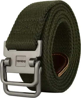 Plus Size 39-75'' Mens Belt Double Ring Canvas Web Fabric Belt Casual Work Tactical Black