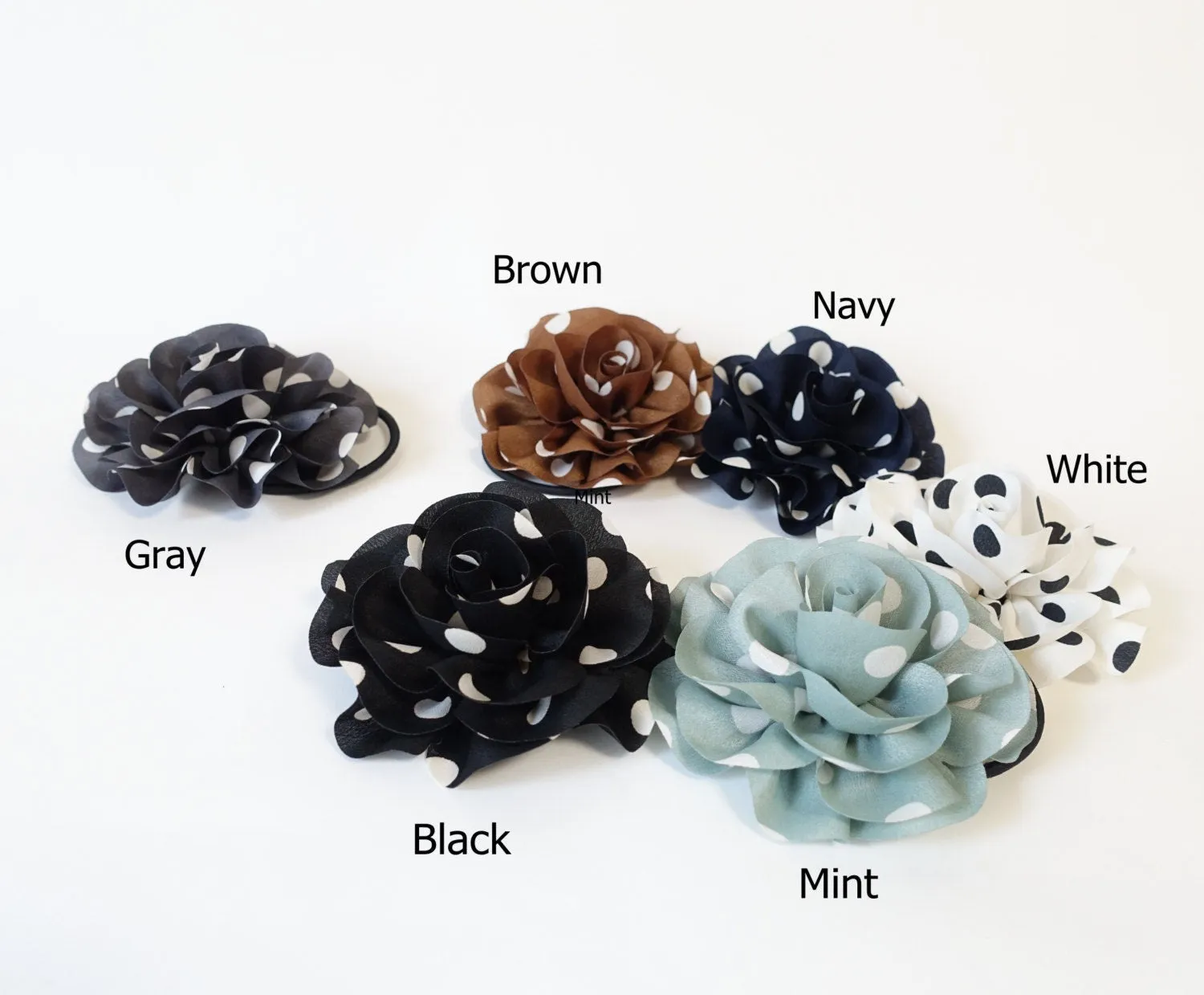 Polka Dot Print Petal Flower Hair Elastics Ponytail Holde Women Hair Accessories