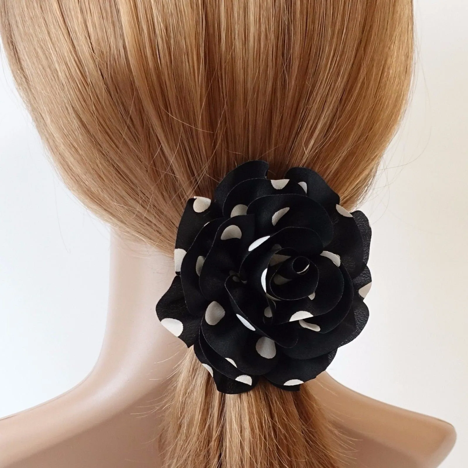 Polka Dot Print Petal Flower Hair Elastics Ponytail Holde Women Hair Accessories