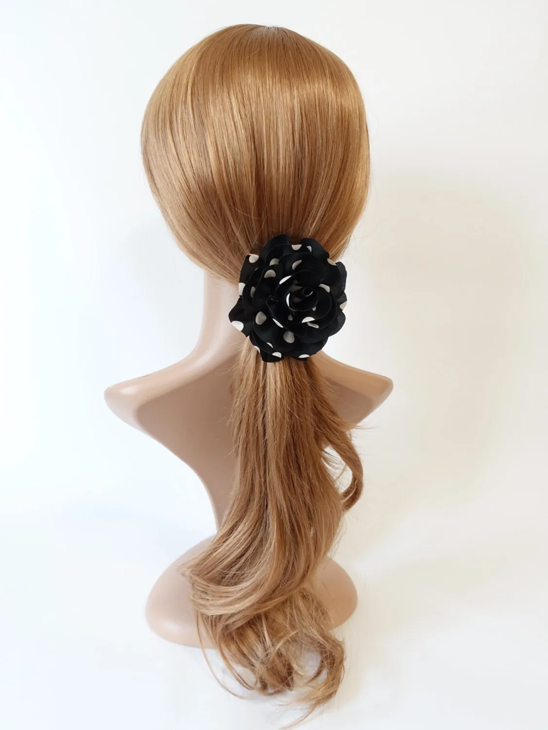 Polka Dot Print Petal Flower Hair Elastics Ponytail Holde Women Hair Accessories