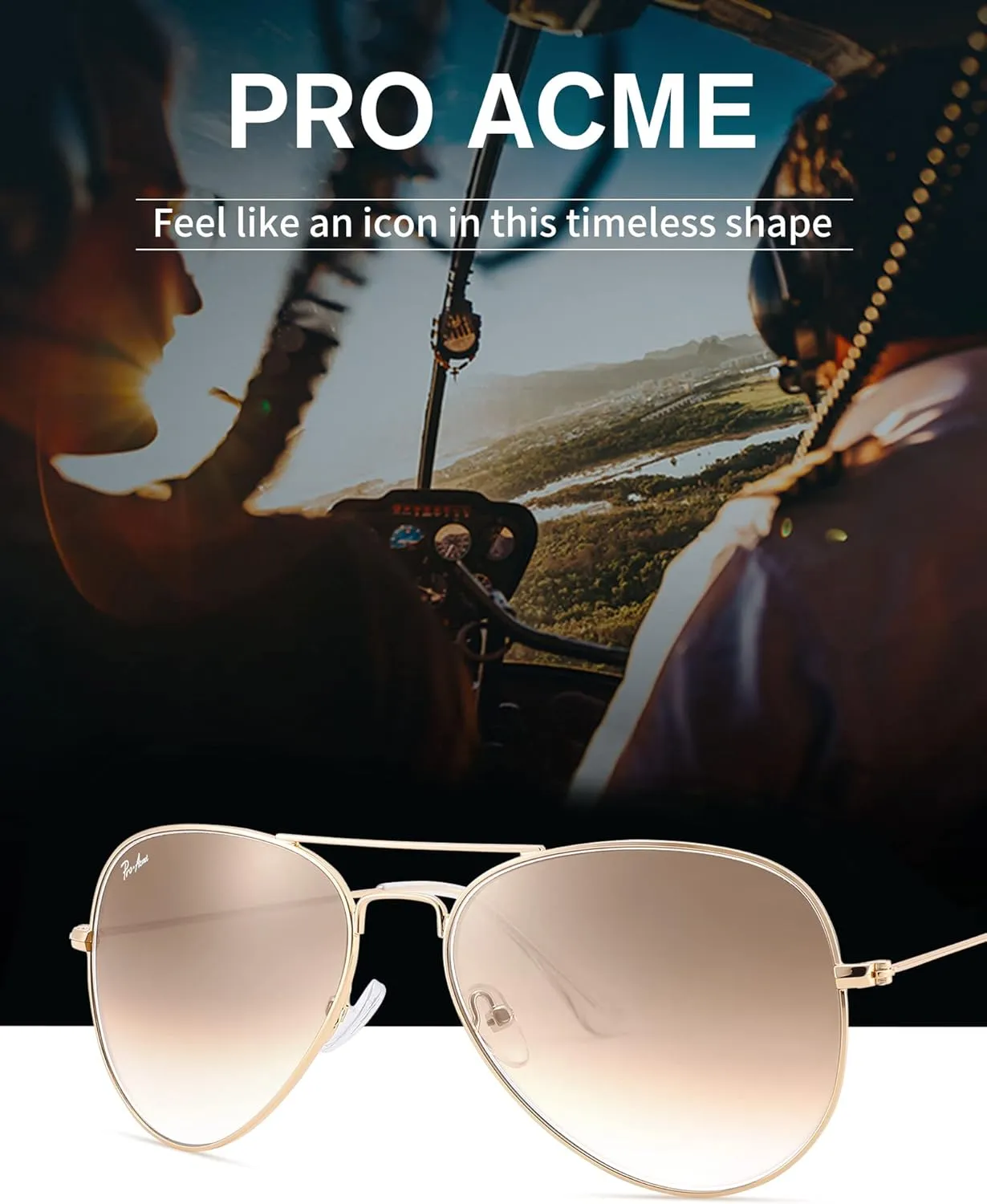 Pro Acme Classic Aviator Sunglasses for Women & Men Metal Frame UV400 Driver Sunglasses