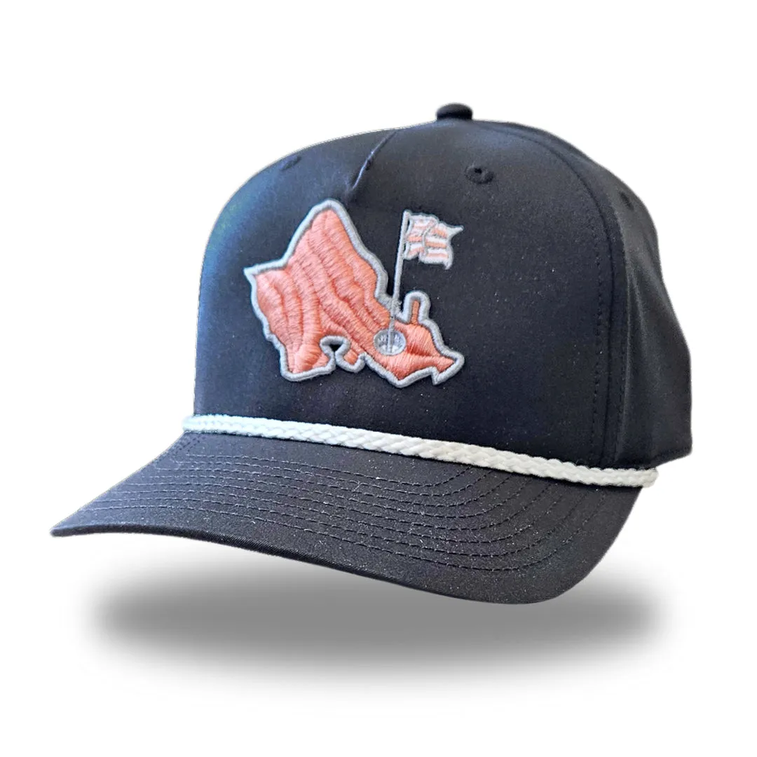 "OGA Mauka Island 5 Panel" - 5 Panel Rope Snapback - Charcoal - Coral Logo
