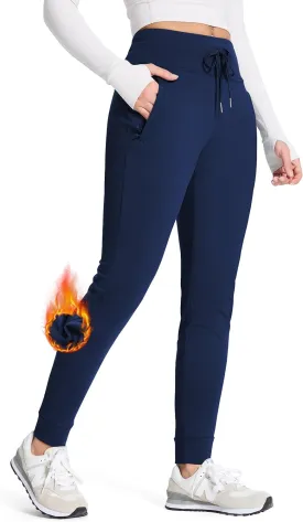SEVEGO Women 30"/32"/34"/36" Tall Inseam Fleece Lined Joggers Water Resistant Hiking Pants with Zipper Pockets