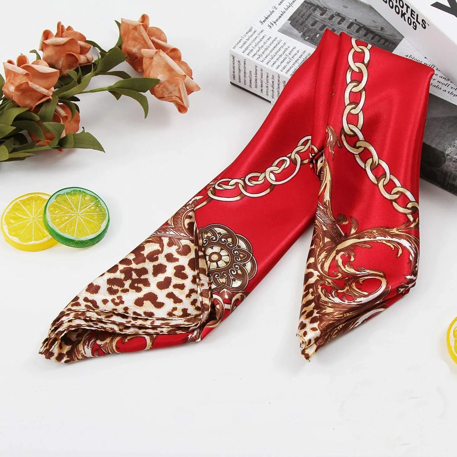 Silk Like Scarf Neck Scarves Womens Large Square Satin Hair Scarf 35 x 35 inches