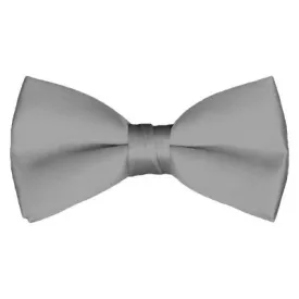 Solid Pre-Tied Silver Bow Tie