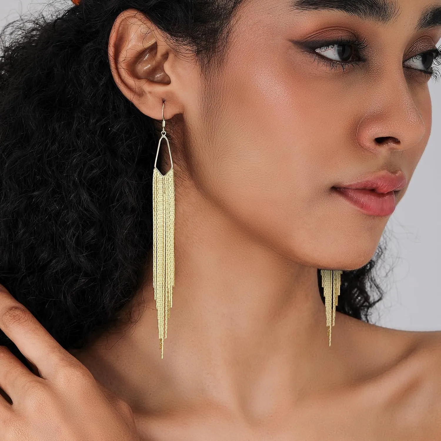 Tassel Earrings Long Tassel Dangle Drop Earrings for Woman Silver/Gold Boho Linear Tassel Drop Dangling Chain Earrings Wedding Bridesmaid Jewelry